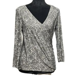 Rafaella women’s size‎ medium floral surplus neck blouse